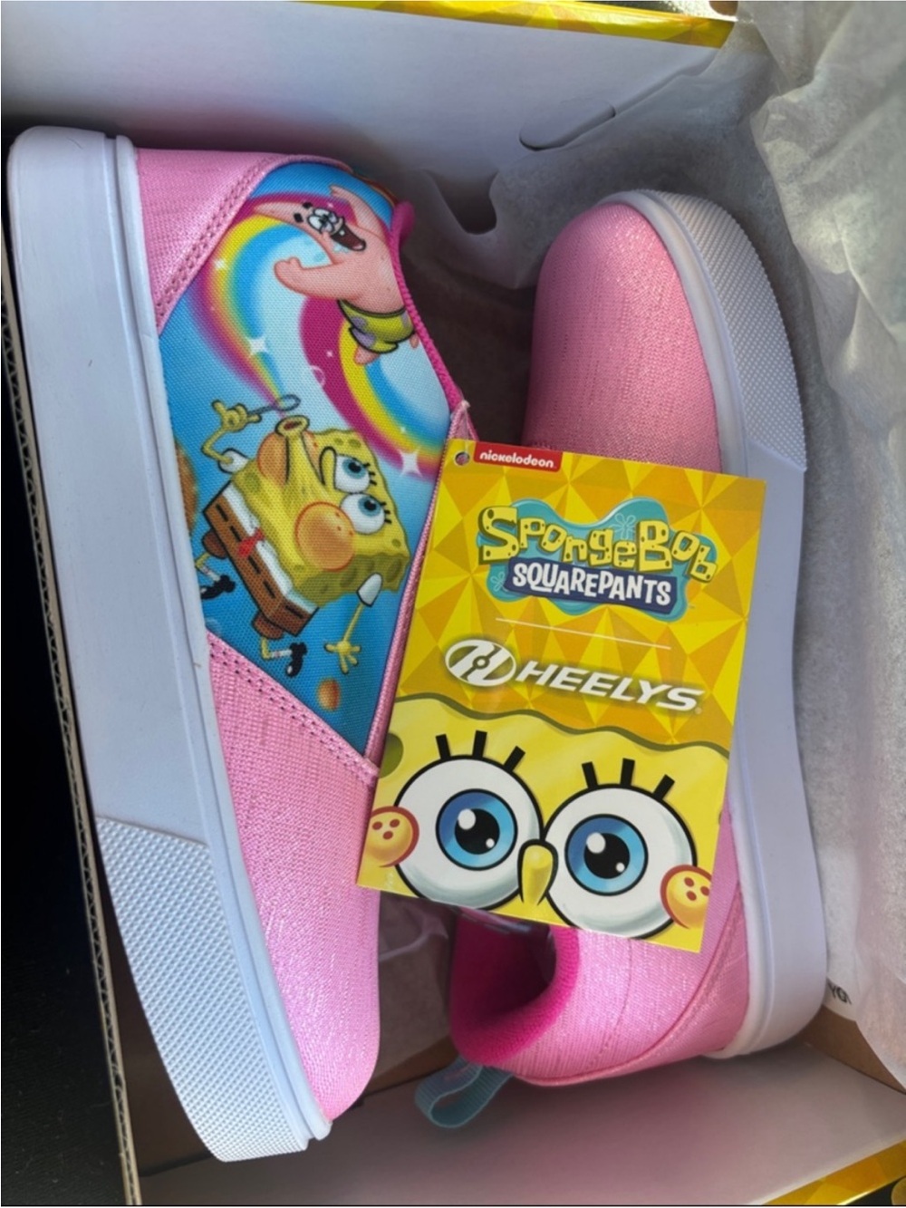 Heelys Kids SpongeBob Pink Blue Rainbow Slip-On Shoes